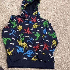 Marvel Kids Navy Hoodie with Red, Blue, Green & Yellow Superhero Prints
